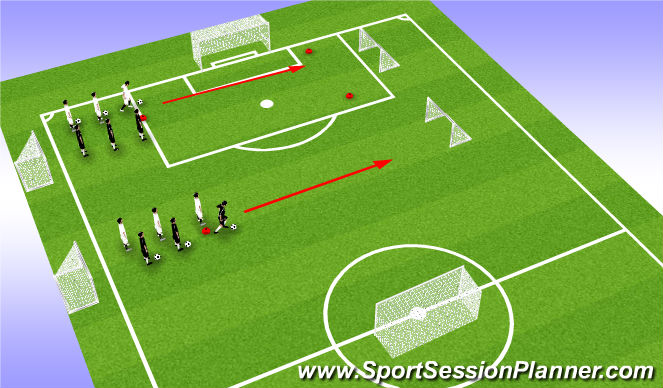 Football/Soccer Session Plan Drill (Colour): Skill - Running with Ball, chasing defender