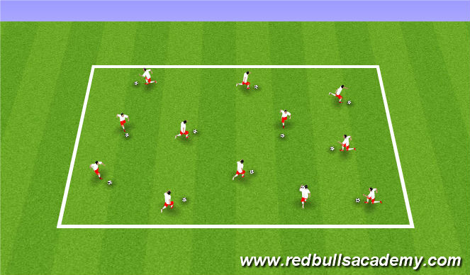 Football/Soccer Session Plan Drill (Colour): Ball mastery/Warm-up