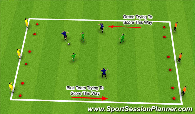Football/Soccer Session Plan Drill (Colour): Goals 'R' Us!