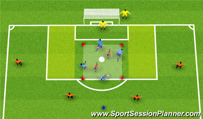 Football/Soccer Session Plan Drill (Colour): Seams In Box Rondo