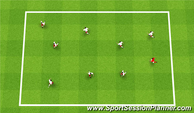 Football/Soccer Session Plan Drill (Colour): Tail Tag Warmup