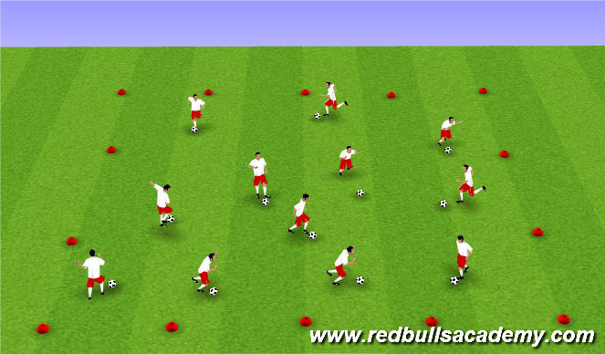 Football/Soccer Session Plan Drill (Colour): Warm-Up: Dribbling Foundation