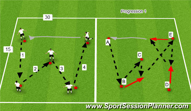 Football/Soccer Session Plan Drill (Colour): W Passing