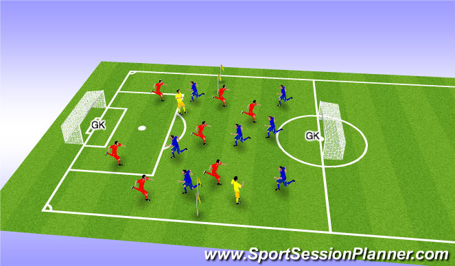 Football/Soccer Session Plan Drill (Colour): 8 v 8 + 2 N