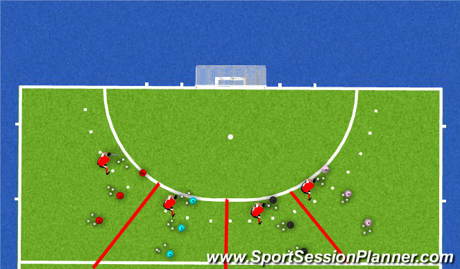 Hockey Session Plan Drill (Colour): 9-Ball Scoring Race