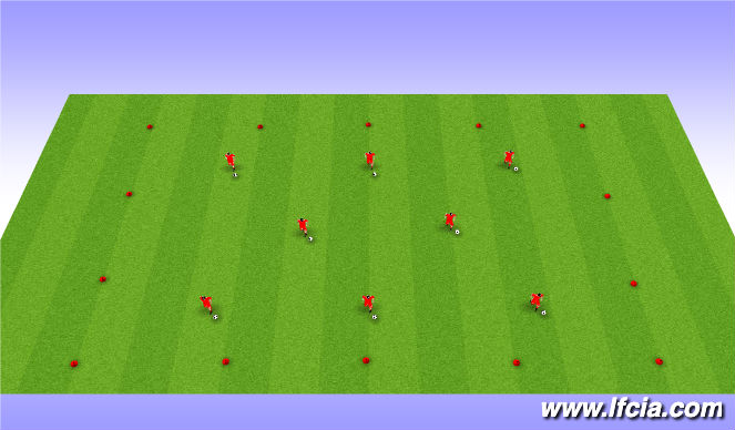 Football/Soccer Session Plan Drill (Colour): Dribbling Warm Up