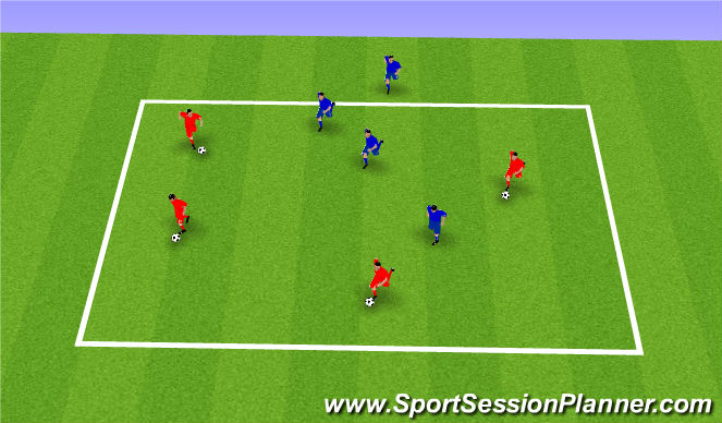 Football/Soccer Session Plan Drill (Colour): Dribbling keep ball