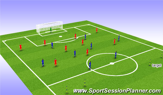 Football/Soccer Session Plan Drill (Colour): POP. PLAYING OUT FROM THE BACK