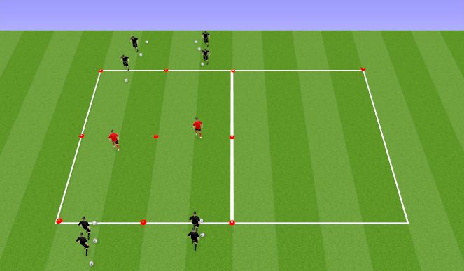 Football/Soccer Session Plan Drill (Colour): 1v1 Passive Defending