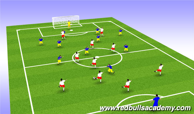 Football/Soccer Session Plan Drill (Colour): 4-2-3-1 vs 4-4-2