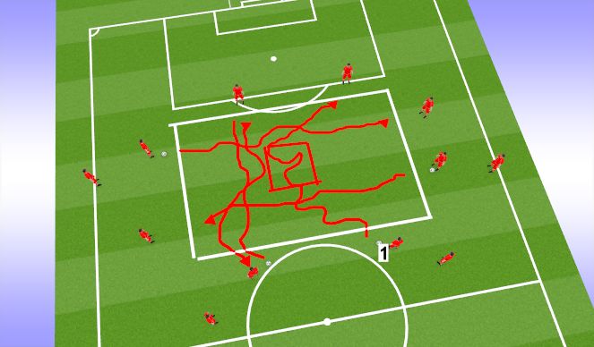 Football/Soccer Session Plan Drill (Colour): Aerobic - running with ball conditioning
