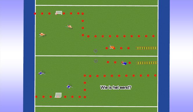 Hockey Session Plan Drill (Colour): Wie is het eerst?