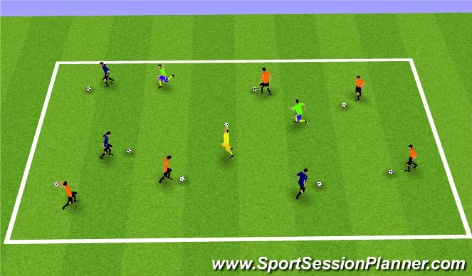 Football/Soccer Session Plan Drill (Colour): Warm-Up - Freeze Tag