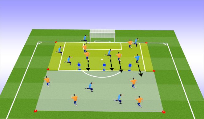 Football/Soccer Session Plan Drill (Colour): 8v8 transition rondo