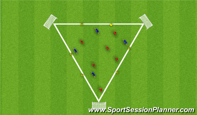 Football/Soccer Session Plan Drill (Colour): Triangle Grid for Possession