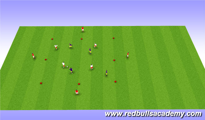Football/Soccer Session Plan Drill (Colour): Possession: 4v4+4