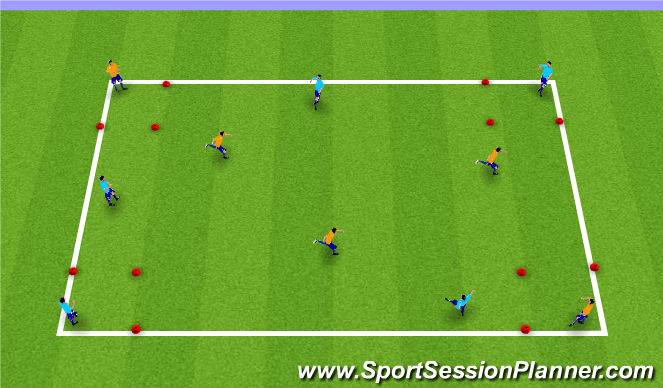 Football/Soccer Session Plan Drill (Colour): 3v3 diagonal rondo