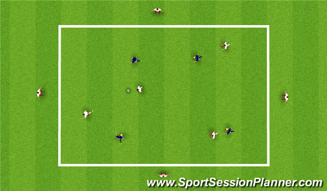 Football/Soccer Session Plan Drill (Colour): 4 v 4 + 4 passing game