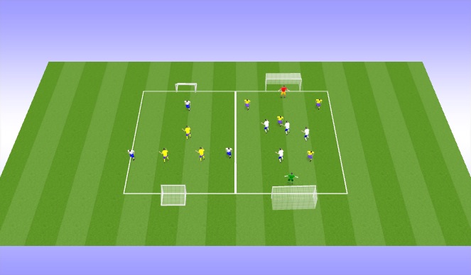 Football/Soccer Session Plan Drill (Colour): 3v4 to 5v5
