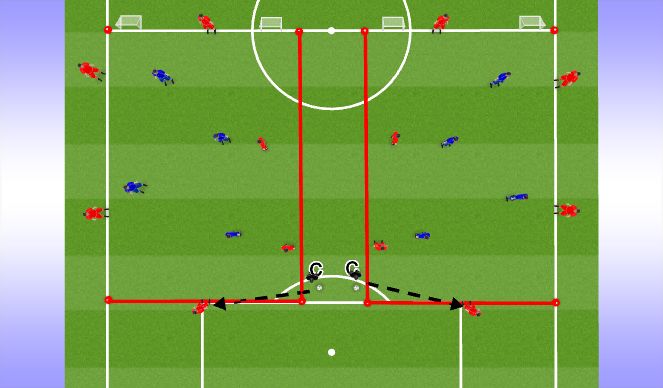 Football/Soccer Session Plan Drill (Colour): Playing out 6v4