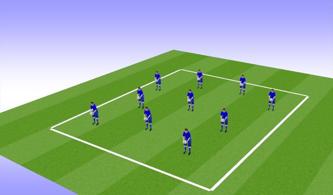 Football/Soccer Session Plan Drill (Colour): Opwaming / Activatie