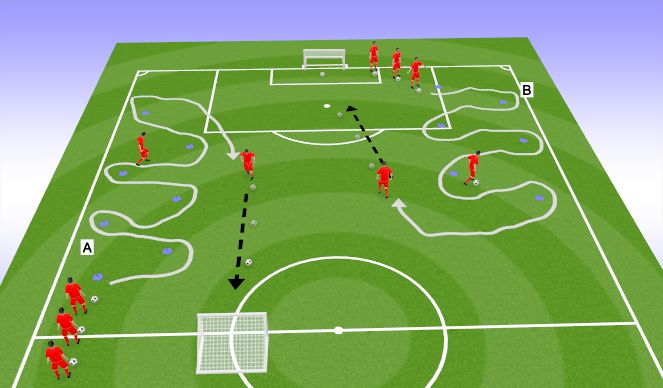 Football/Soccer Session Plan Drill (Colour): Dribbling & Passing