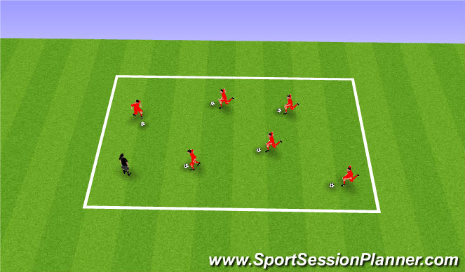 Football/Soccer Session Plan Drill (Colour): Dribbling - hit the coach