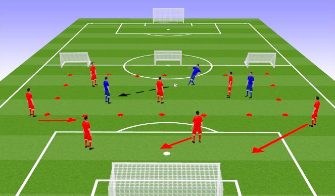 Football/Soccer Session Plan Drill (Colour): 7v3 BOTB