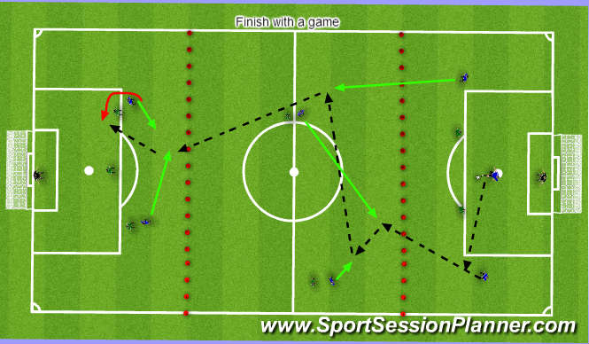 Football/Soccer Session Plan Drill (Colour): 8v8 in Thirds