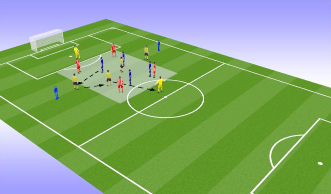 Football/Soccer Session Plan Drill (Colour): Keeping possession 4v4 + 6 