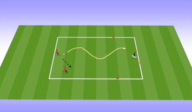 Football/Soccer Session Plan Drill (Colour): 2v1 盤球