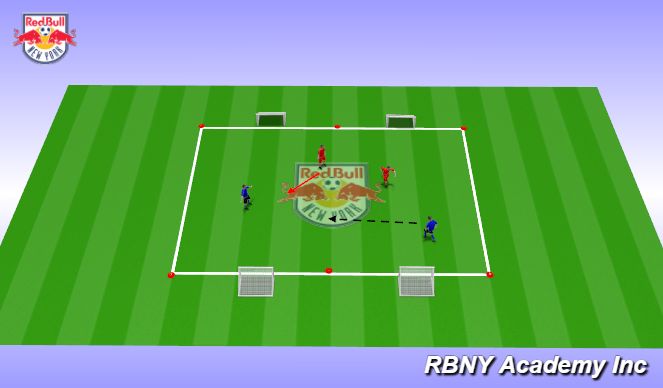 Football/Soccer Session Plan Drill (Colour): 2v2 - Defending (Pressure, Cover)