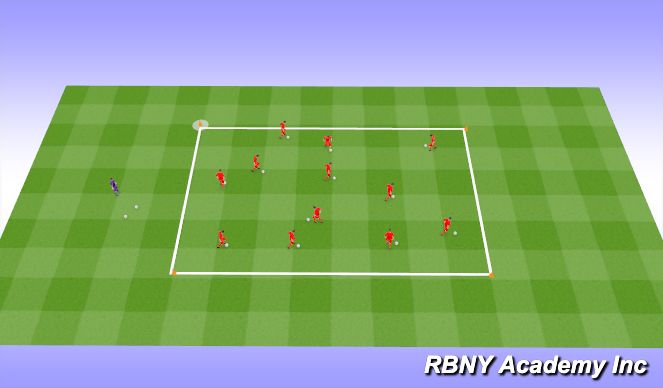 Football/Soccer Session Plan Drill (Colour): Warm up and ball mastery
