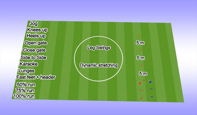 Football/Soccer Session Plan Drill (Colour): Warm up + stretch