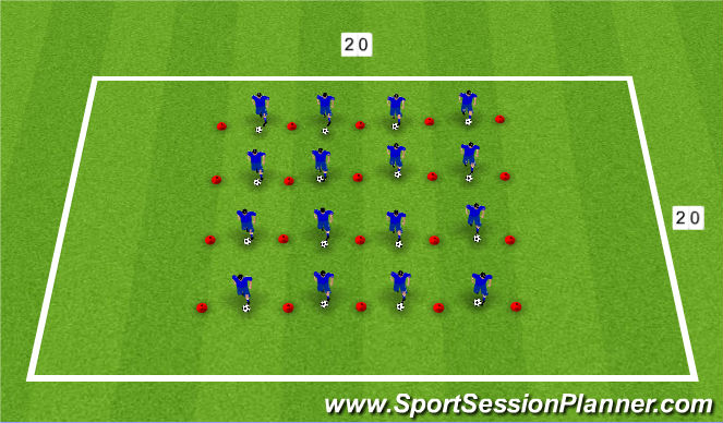 Football/Soccer Session Plan Drill (Colour): Warm Up - Ball Mastery