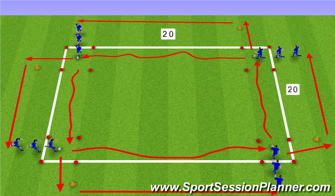 Football/Soccer Session Plan Drill (Colour): Speed - With/Without ball