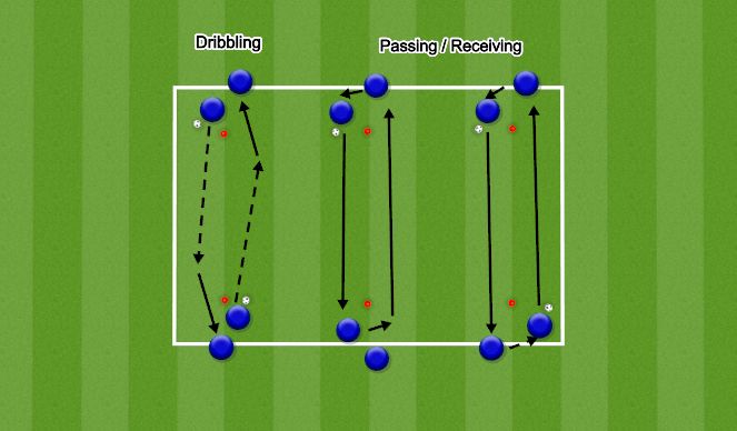 Football/Soccer Session Plan Drill (Colour): Technical Dribbling 