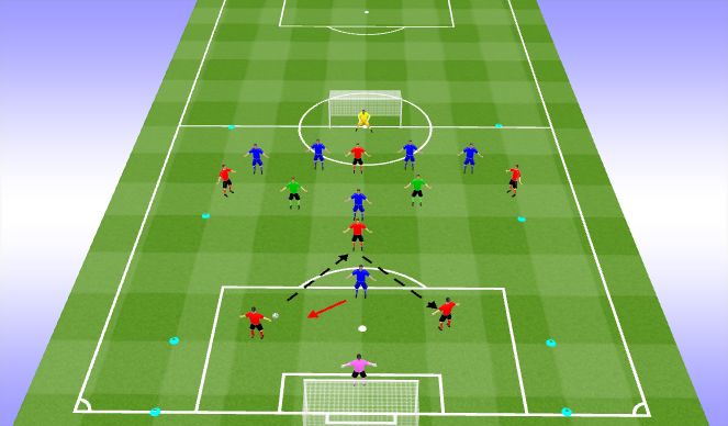 Football/Soccer Session Plan Drill (Colour): Game: 6v6+2 Var. 1