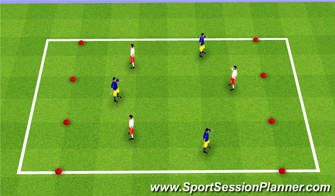 Football/Soccer Session Plan Drill (Colour): 3v3 to end zones