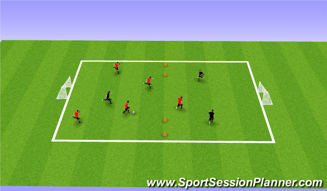 Football/Soccer Session Plan Drill (Colour): SSG Attackers vs Dribblers