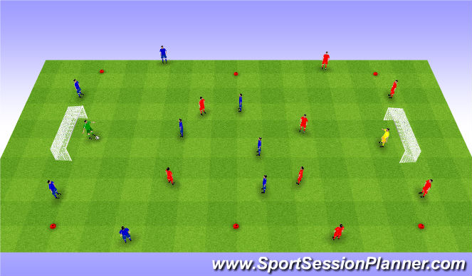 Football/Soccer Session Plan Drill (Colour): Interval game 4v4+4. Gra interwałowa z bokami.