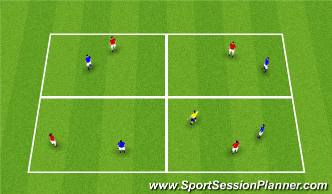 Football/Soccer Session Plan Drill (Colour): 4v4 + 1 possession game