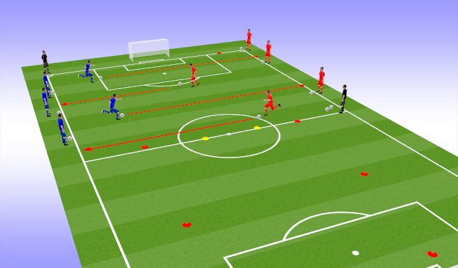 Football/Soccer Session Plan Drill (Colour): U8s Running with the Ball Technique 