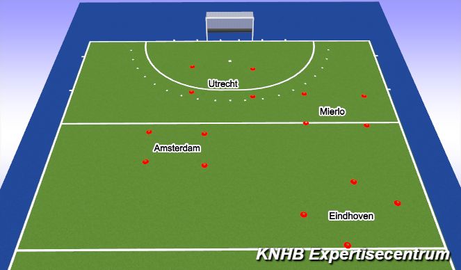 Hockey Session Plan Drill (Colour): Warming up Landen vierkanten