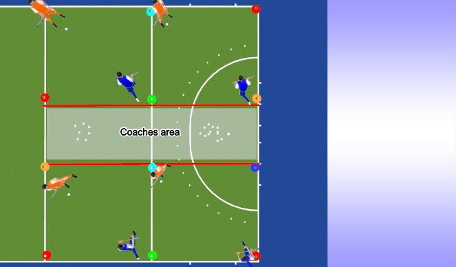 Hockey Session Plan Drill (Colour): U9: 1v1