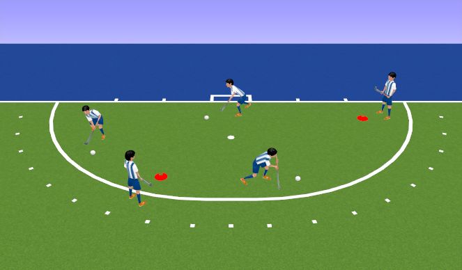 Hockey Session Plan Drill (Colour): Me and My Ball - Progression