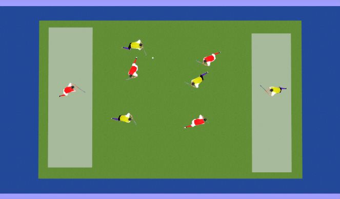 Hockey Session Plan Drill (Colour): 3 v 3 Bench Ball