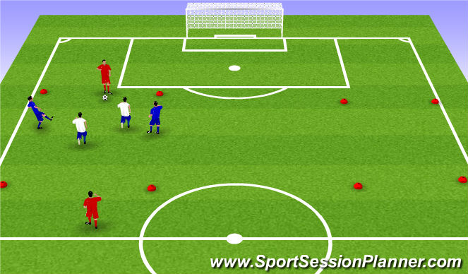 Football/Soccer Session Plan Drill (Colour): 2v2+2