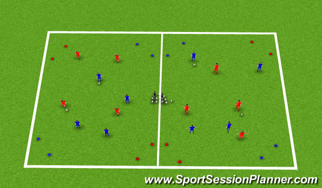 Football/Soccer Session Plan Drill (Colour): 1v1 skill game