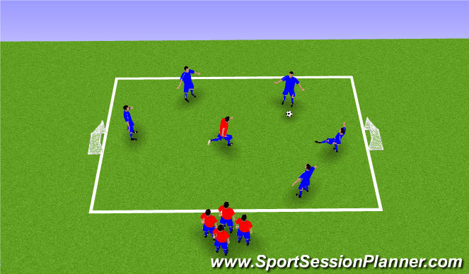 Football/Soccer Session Plan Drill (Colour): Keep ball 5v1/ 5v2 5v3 overload